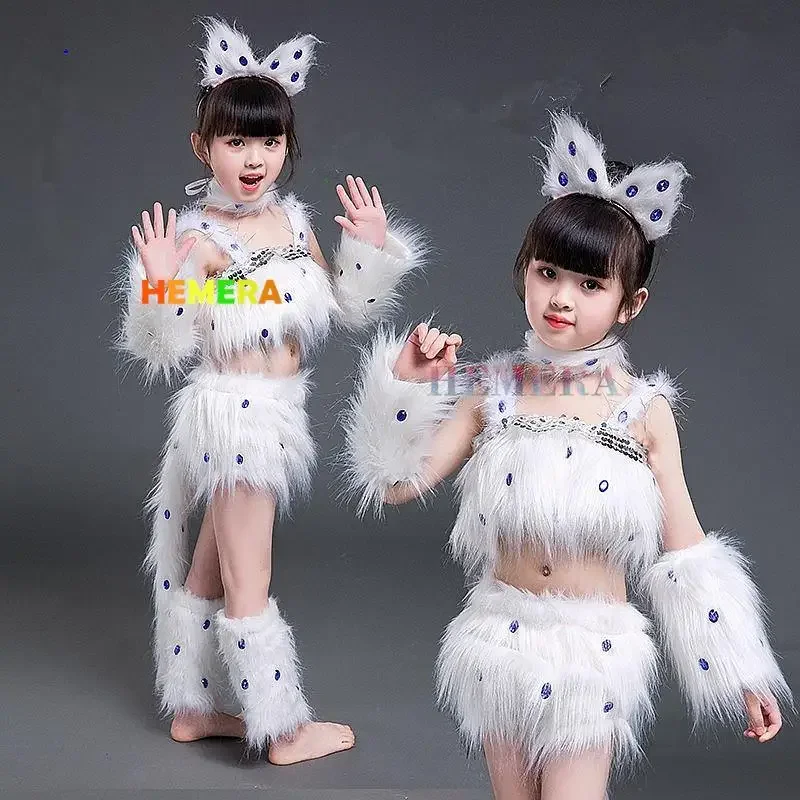 

White cat cosplay for girls sexy cat girl cosplay costumes Fox girl cosplay animal dance costumes for children Halloween cosplay