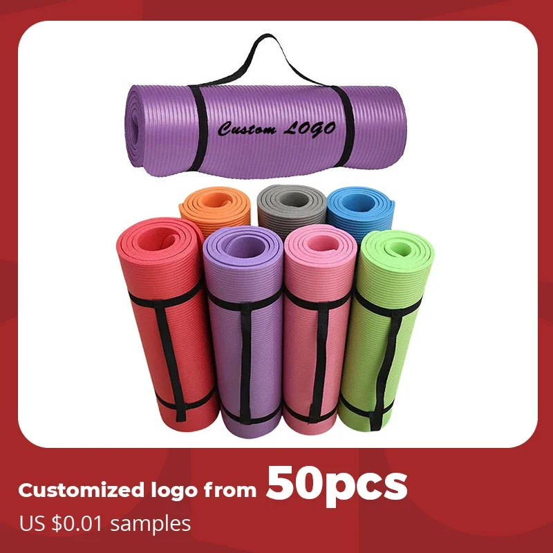 TOPKO Custom Logo from 50pcs Printed Fitness Yoga Mat High Quality Colorful Non-slip 8mm,10mm,12mm,15mm,20mm Nbr Yoga Mat