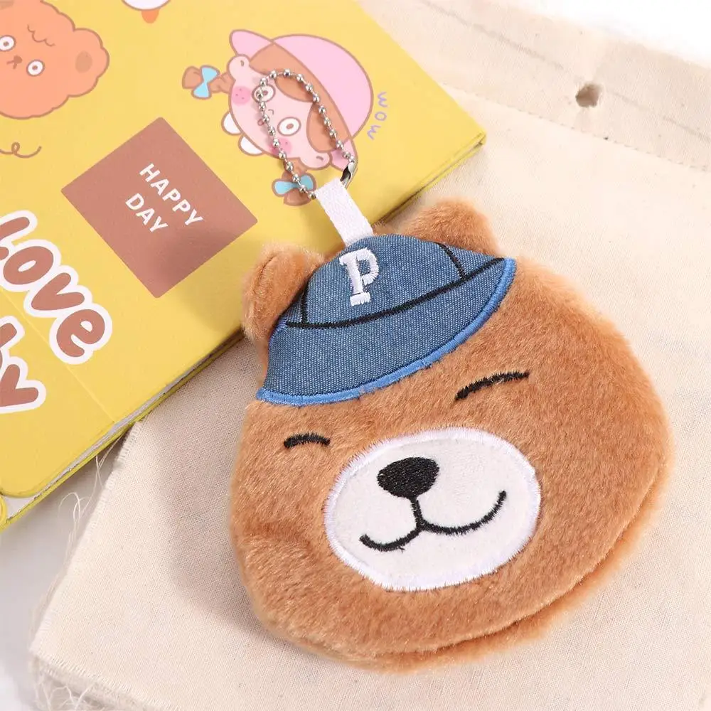 Storage Brown Bear Plush Wallet Zipper Headphone Bag Bear Plush Coin Purse Portable Bag Pendant Cartoon Animal Purse Kid Gifts