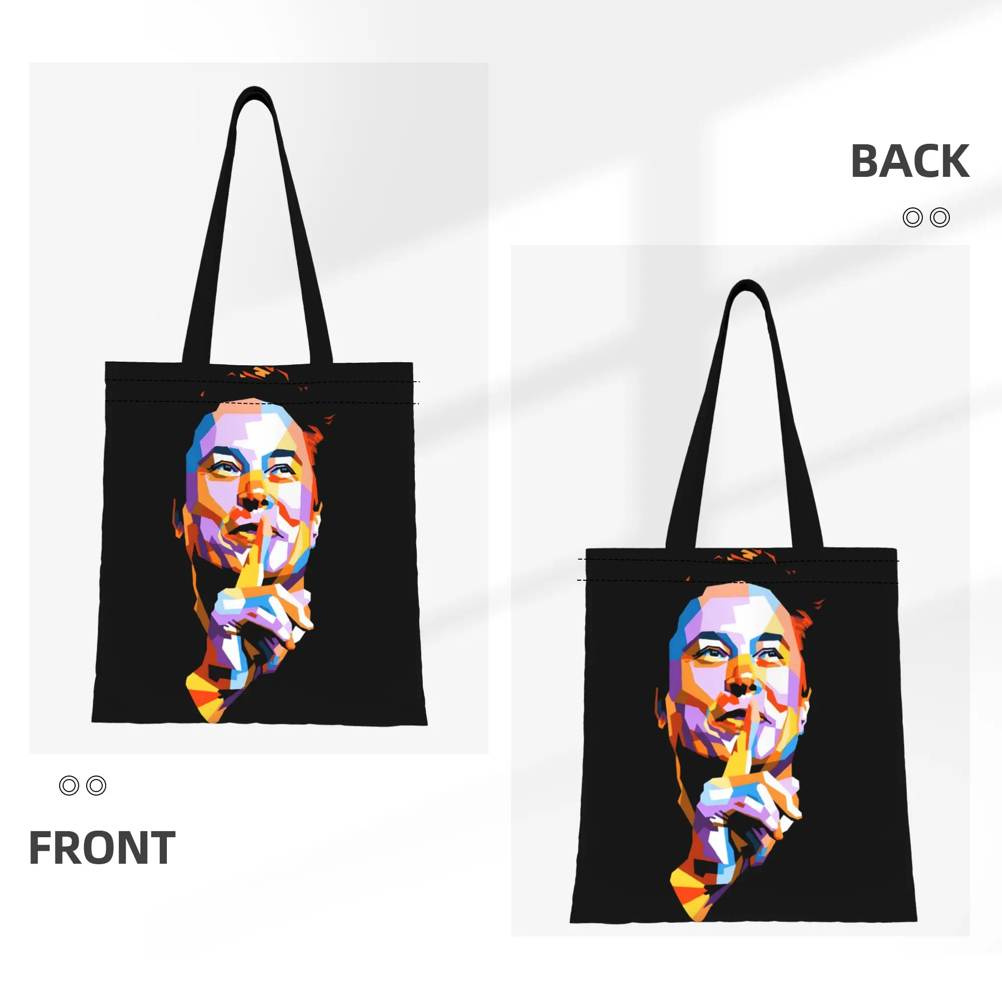 1PC Large Capacity Mars Dreamer Musks Space Dreamer Canvas Tote Bag Foldable Chic Pattern No Closed Design