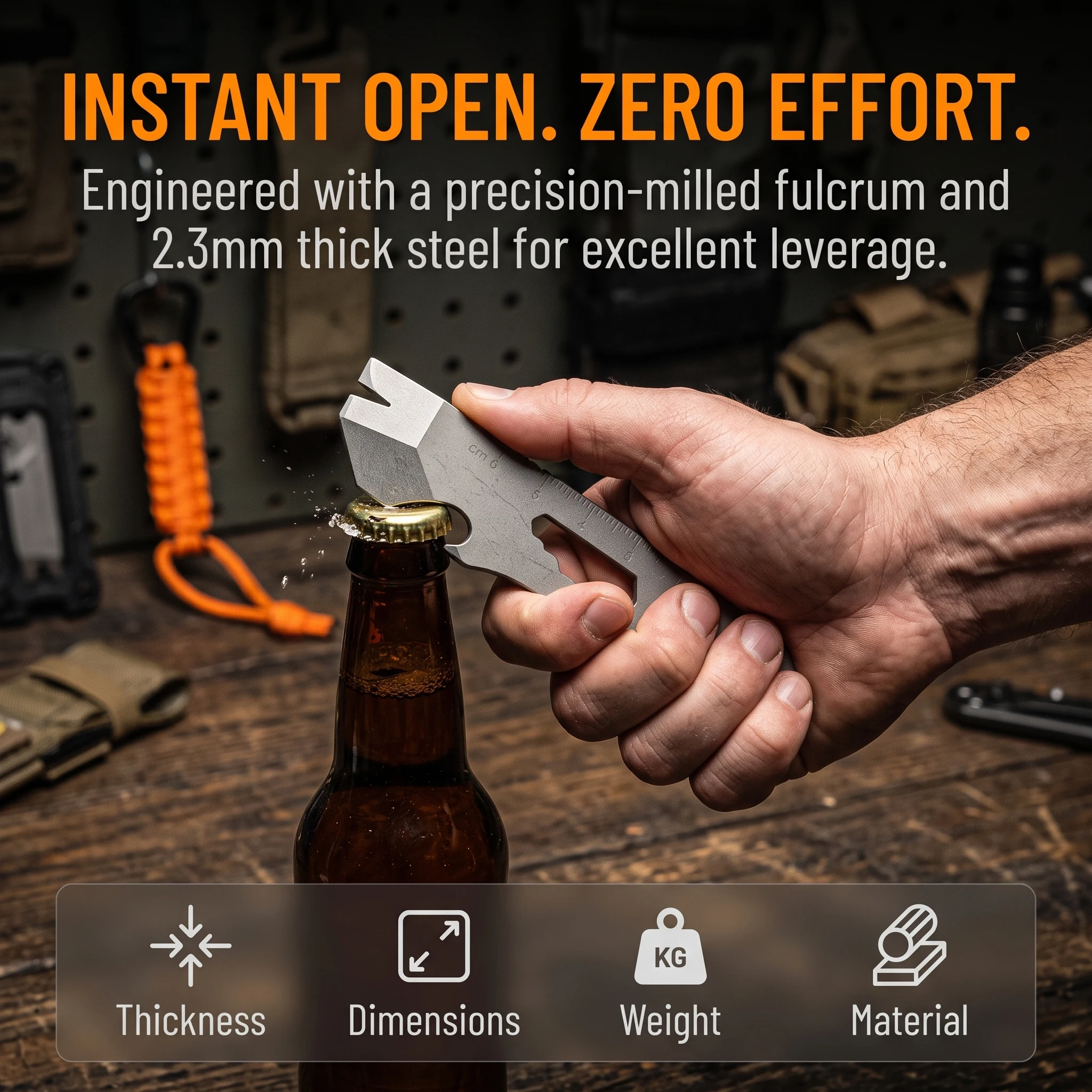 EDC Multi-Tool, Bottle Opener, Stainless Steel Pry Bar, Key Accessories, Portable Multi-Tool for Outdoor Camping, Men's Gift