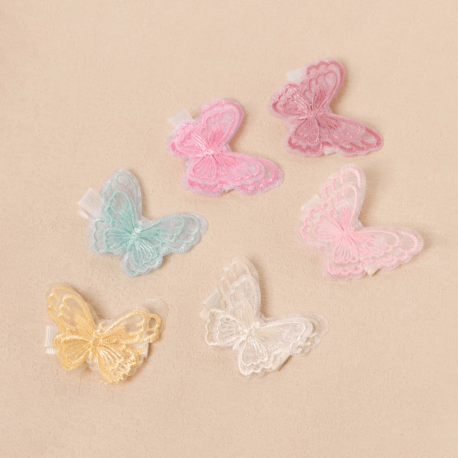 

20pcs Lace Embroidery Butterfly Cute Hair Clips For Girls DIY Tulle Fabric Butterfly Headdress Kids Colored Hair Accessories