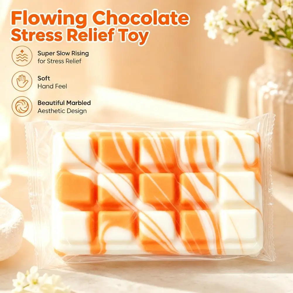 Flow Chocolate Fidget Toys Squeeze Slow Rebound Rainbow Chocolate Squishy Toys Stress Relief Sensory Toy Favors Random Color 1pc
