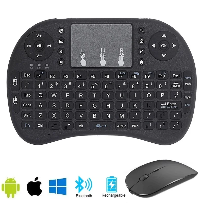 Portable Mini Wireless Keyboard English With 2.4G Bluetooth Touchpad Air Mouse Remote Control For Smart TV Box Laptop Projector