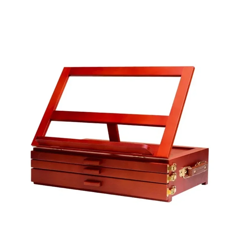 Children's drawing board easel set, wooden foldable outdoor sketching oil painting box, adult portable painting tool