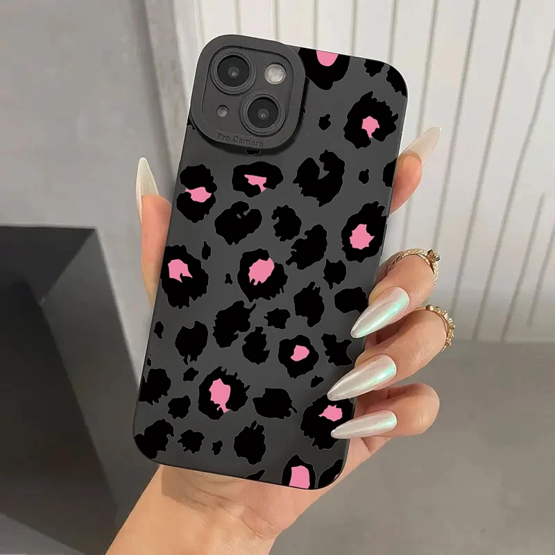 Leopard Design Stylish Pink Pattern Case For Samsung S24 Ultra Case Galaxy S23 S22 Plus S21 FE A32 A52 A13 A53 A14 A34 A54 Cover