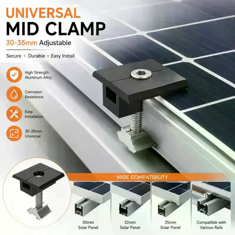 1PCS Solar Panel Mounting Brackets, Solar Panel End Clamps, Centre Clamps, For PV Solar Panel Solar Module