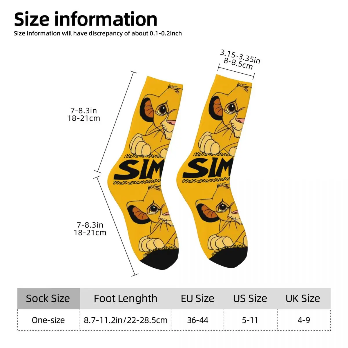 Vintage Schattige Simba Klassieke Heren Compressiesokken Unisex Disney ｠The Lion King｠film Streetstyle Naadloze Bedrukte Sok