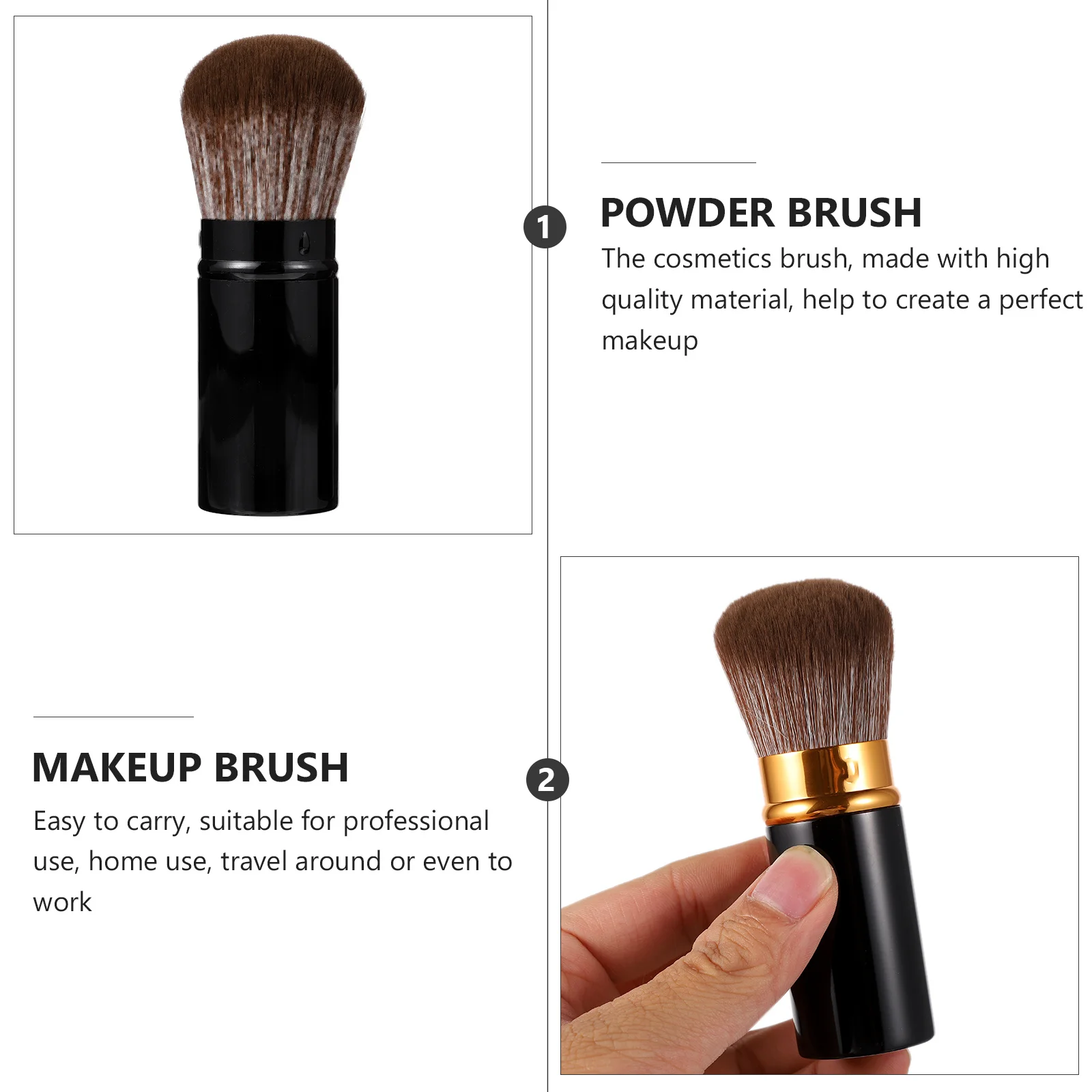 

2Pcs Powder Brush Set Portable Makeup Brushes Comfortable Blush Eyeshadow Tools for Daily Travel Professional Cosmetics