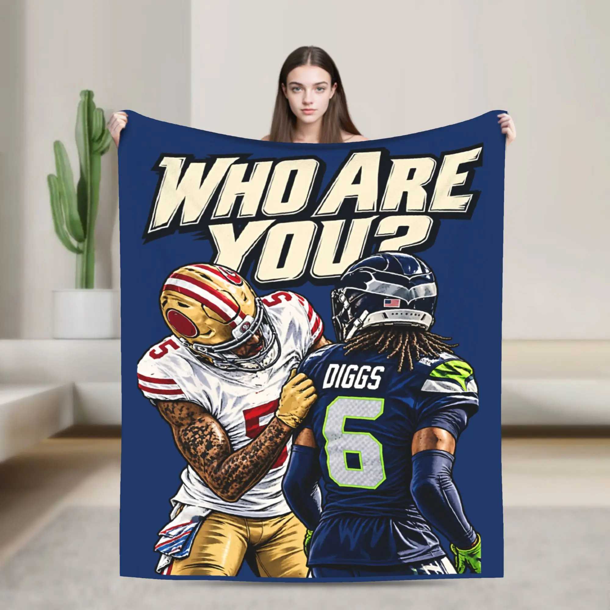 Mike Evans Rugby Who Are You Blankets  Flannel Awesome Warm Throw Blanket for Bedspread  Winter,