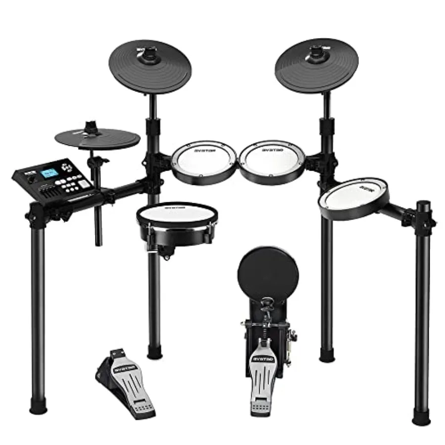 

Professional Electric Drum Set Mesh Electronic Drum Kit with 447 Sounds Dual-zone Snare Cymbal With Choke Kick Tower Support to