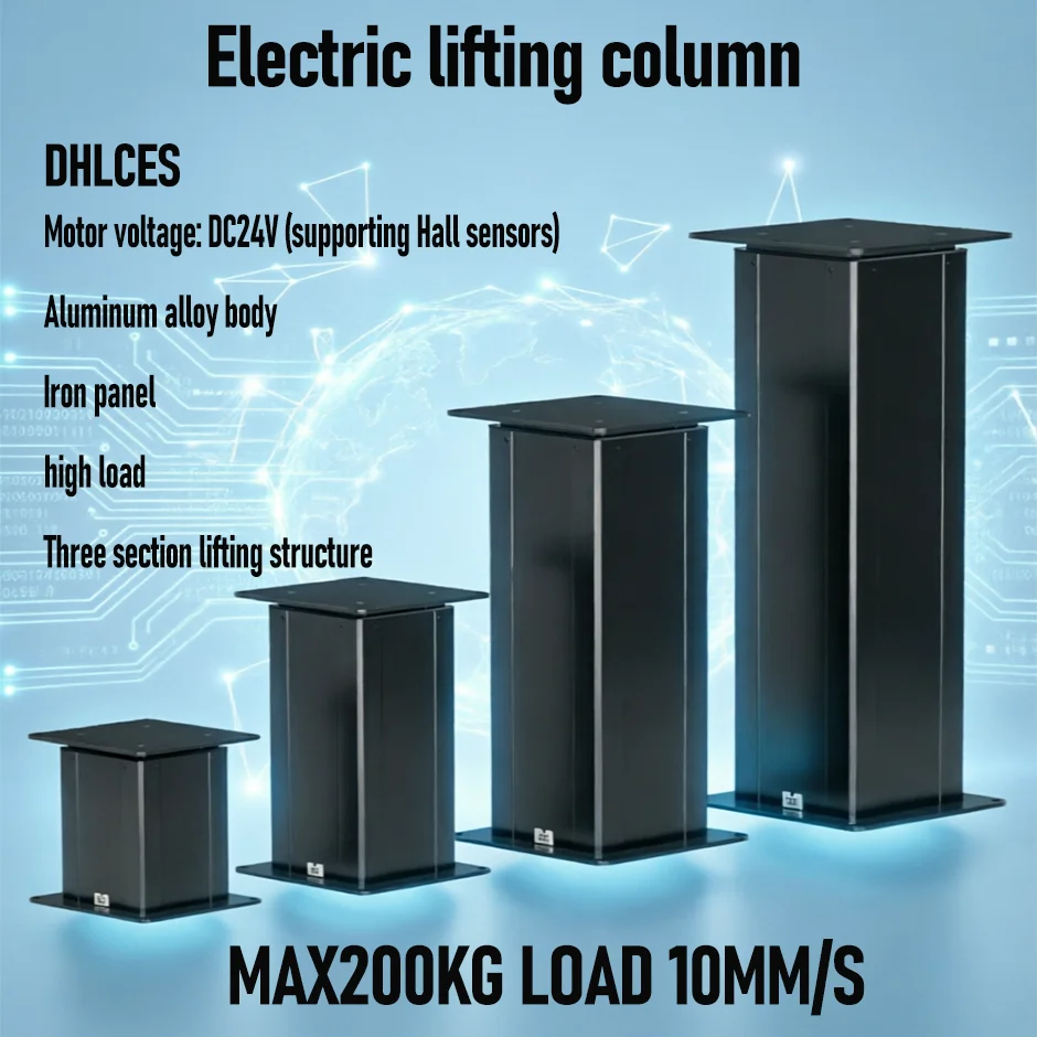 Black Aluminum Alloy Body Lifting Column Height Adjustable Platform MAX2000N DC24V Motor Robot Arm Platform