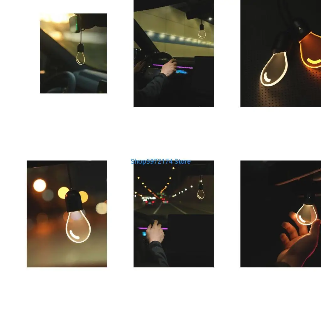 Y3NB Mini 2D Flat Bulb Car Charm Luminescence Car Interior Pendant Light,Rearview Mirror Hanging Ornament Gift for Women Men