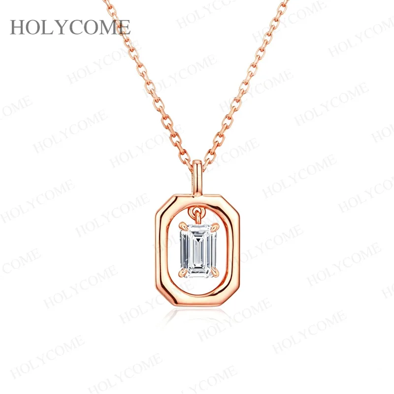 Smaragdschliff Moissanit-Anhänger 925 Sterling Silber Rechteckige Plakette Halskette D-Farbe Minimalistischer Alltagsschmuck Feiner Schmuck – Detail 4