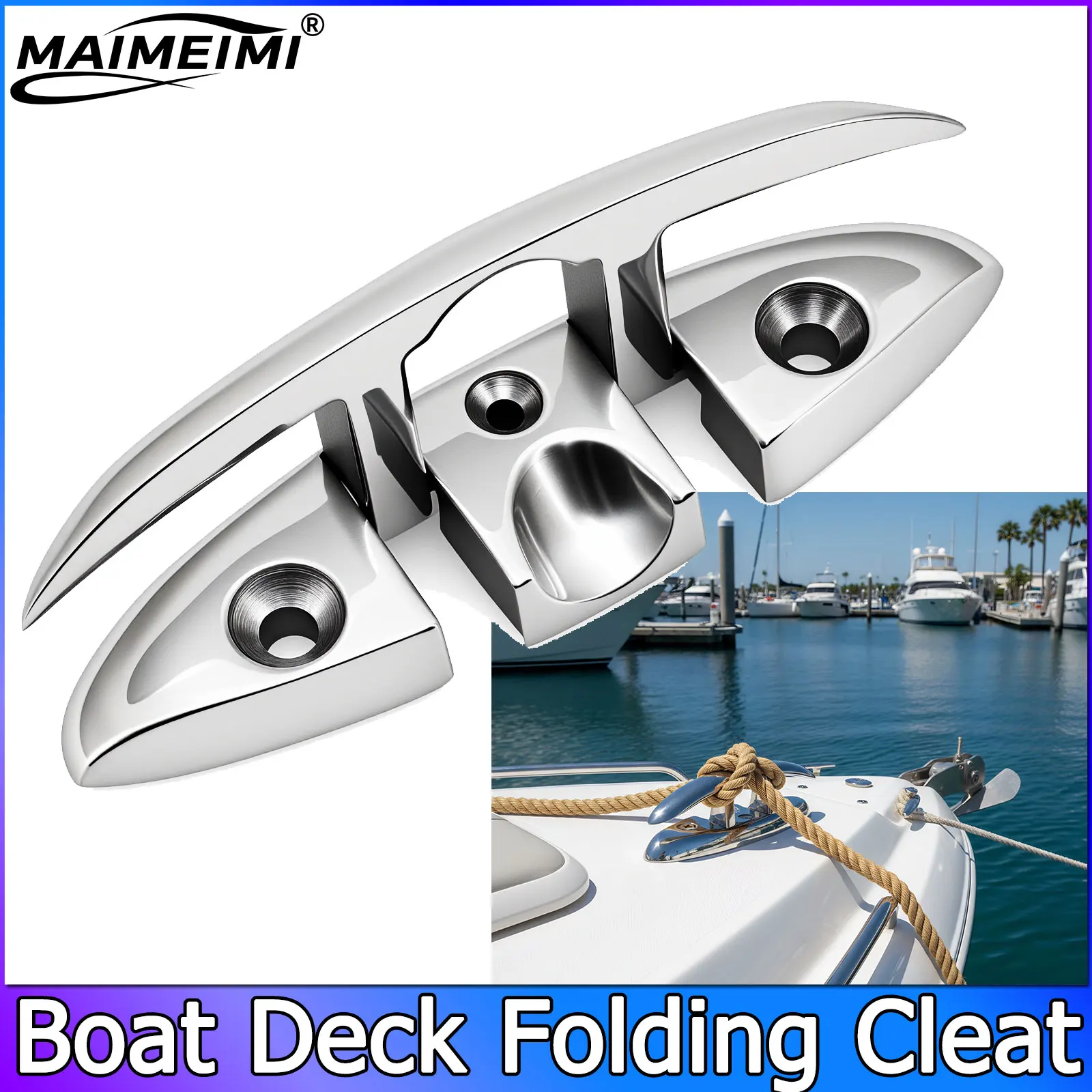  1/2/3/4 pcs 5inch Boat Deck Folding Cleat Marine Mooring Folding Cleat Stainless Steel High Mirror Polished Glossy Boat Deck