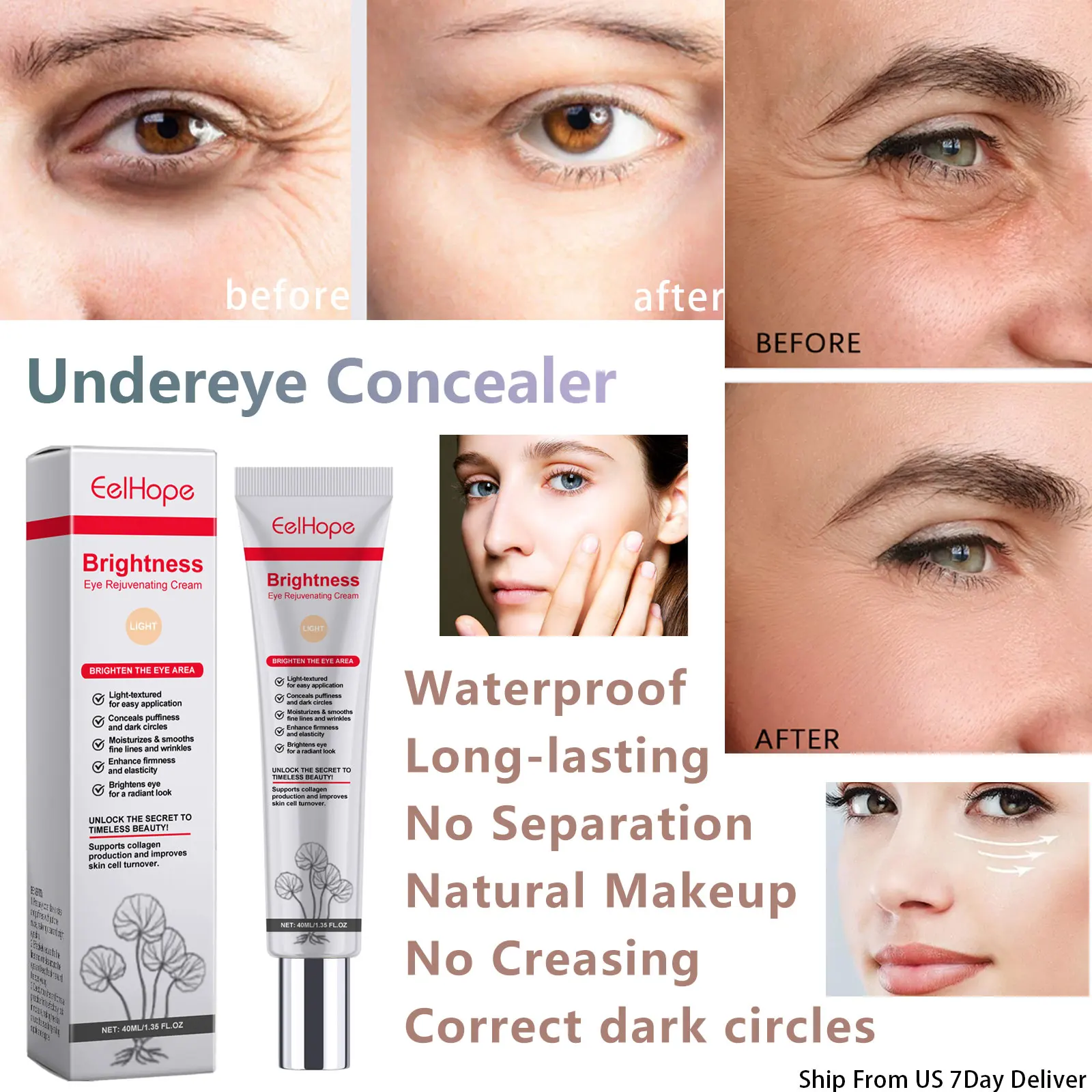 Centella Eye Rejuvenating Cream Correcting Dark Circle Waterproof Antisweat No Separation No Creasing Concealer Natural Makeup