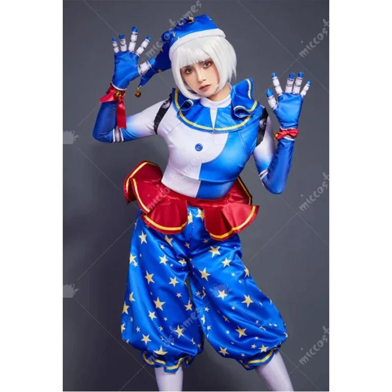

CyMICCOSTUMES Women Moondrop Cosplay Costume Joker Cosplay Top and Pants with Hat and Gloves