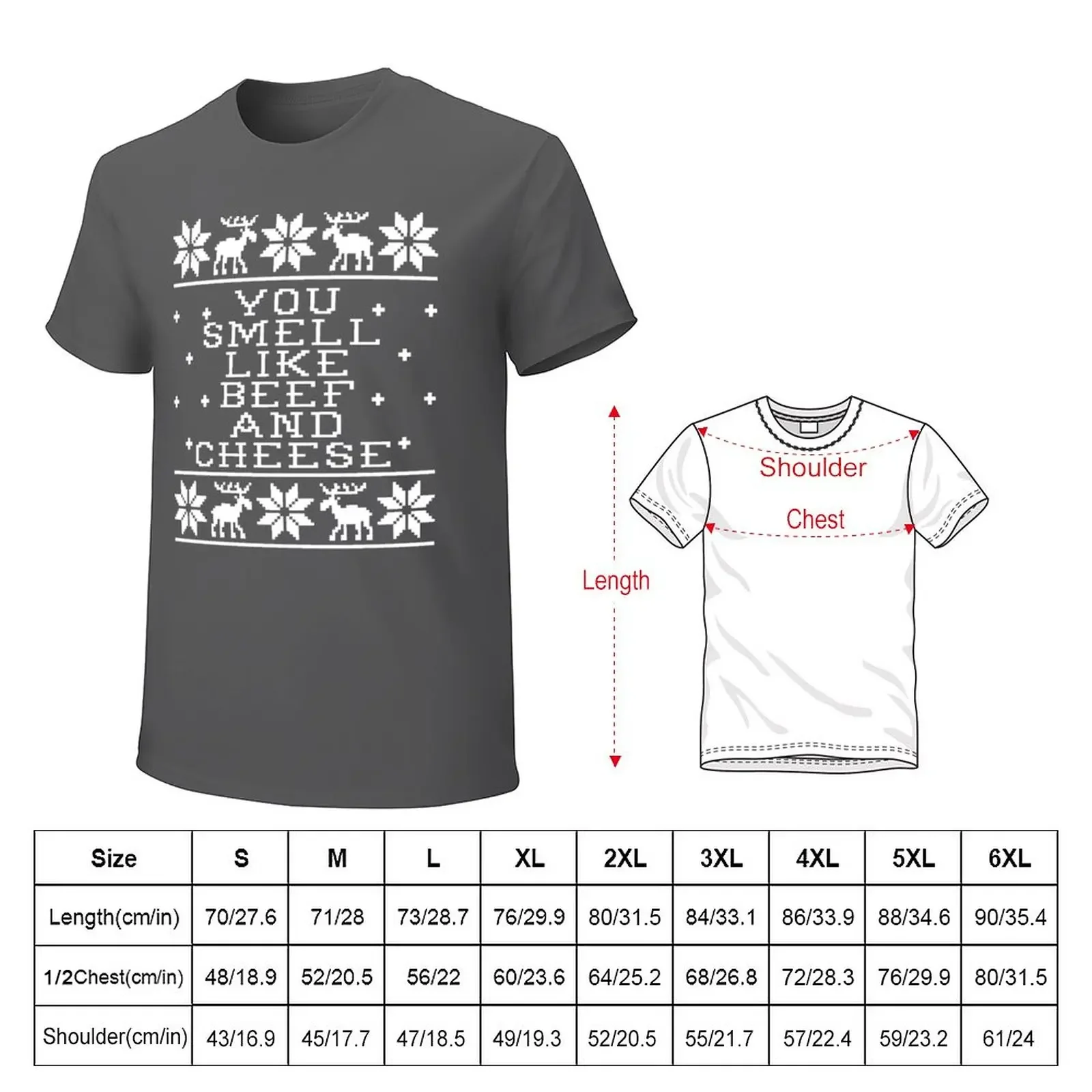 You Smell Like Beef And Cheese - Elf Movie Quote - Ugly Christmas Sweater Design T-Shirt oversizeds tops T-shirt men