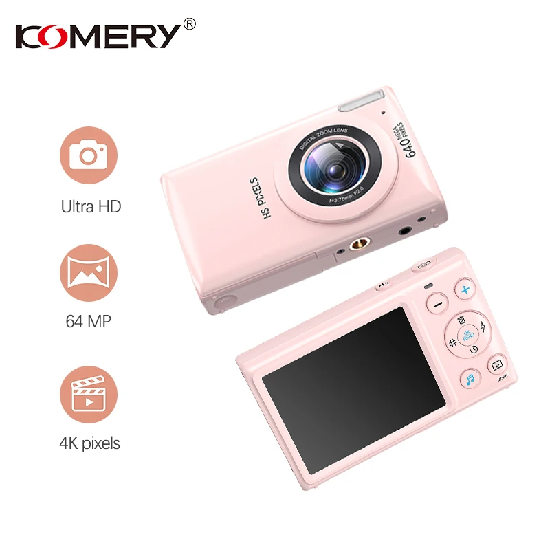 

Цифровая камера KOMERY с записью видео в формате 4K Ultra HD, автофокусом, 64-мегапиксельной матрицей, поддерживает видеосъемку и фотосъемку.