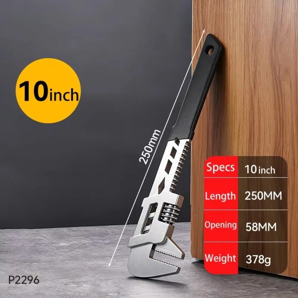 10/12/15 Inch Size Universal Adjustable Wrench Right Angle Design Movable Jaw Multifunctional Pipe Tool Large Opening Wide Jaw
