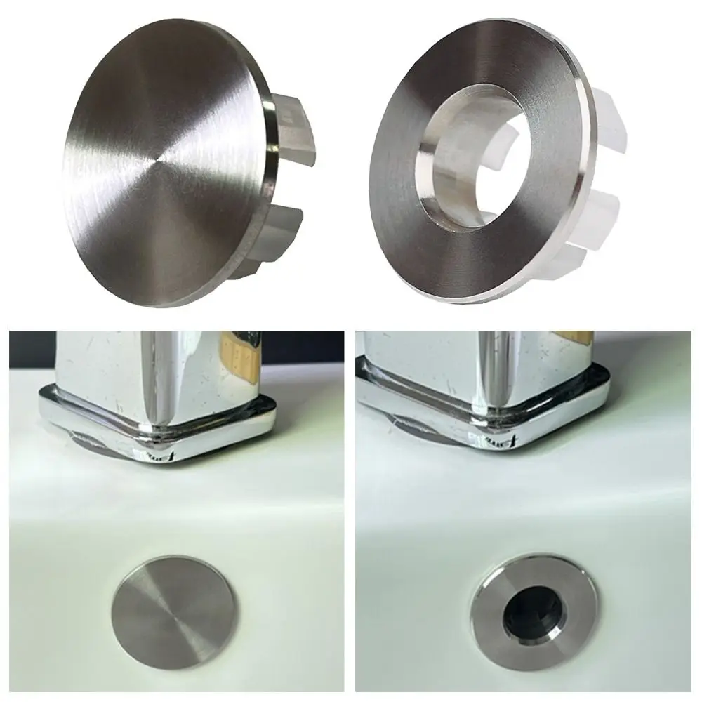 Stainless Steel Sink Overflow Covers Round Replacement Sink Hole Cover Wash Basin Overflow Ring Plug Kitchen Bathroom Supplies