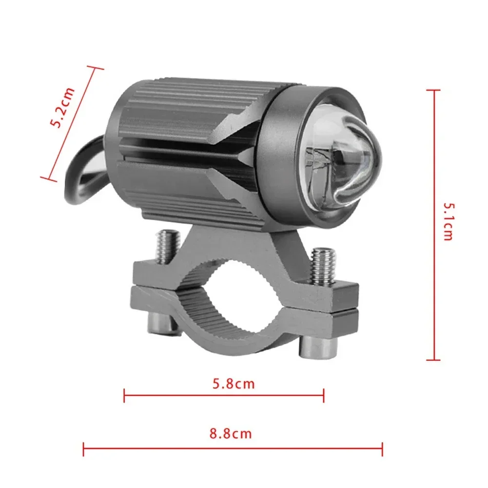 Electric Bike LED Headlight 12-80V Waterproof Front Lamp Yellow/White Light Black Aluminum Alloy Electric Car Headlight Parts