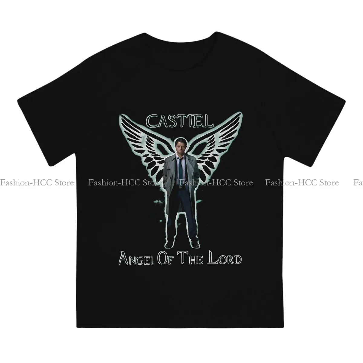 Castiel Hip Hop Polyester TShirt Dean Winchester Supernatural Printing Streetwear T Shirt Men