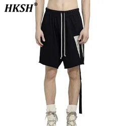 HKSH Spring Summer New Tide Men's Dark RO Style Capris Forked Edge Casual Half Length Pants Chic Cotton Streetwear Shorts HK2299