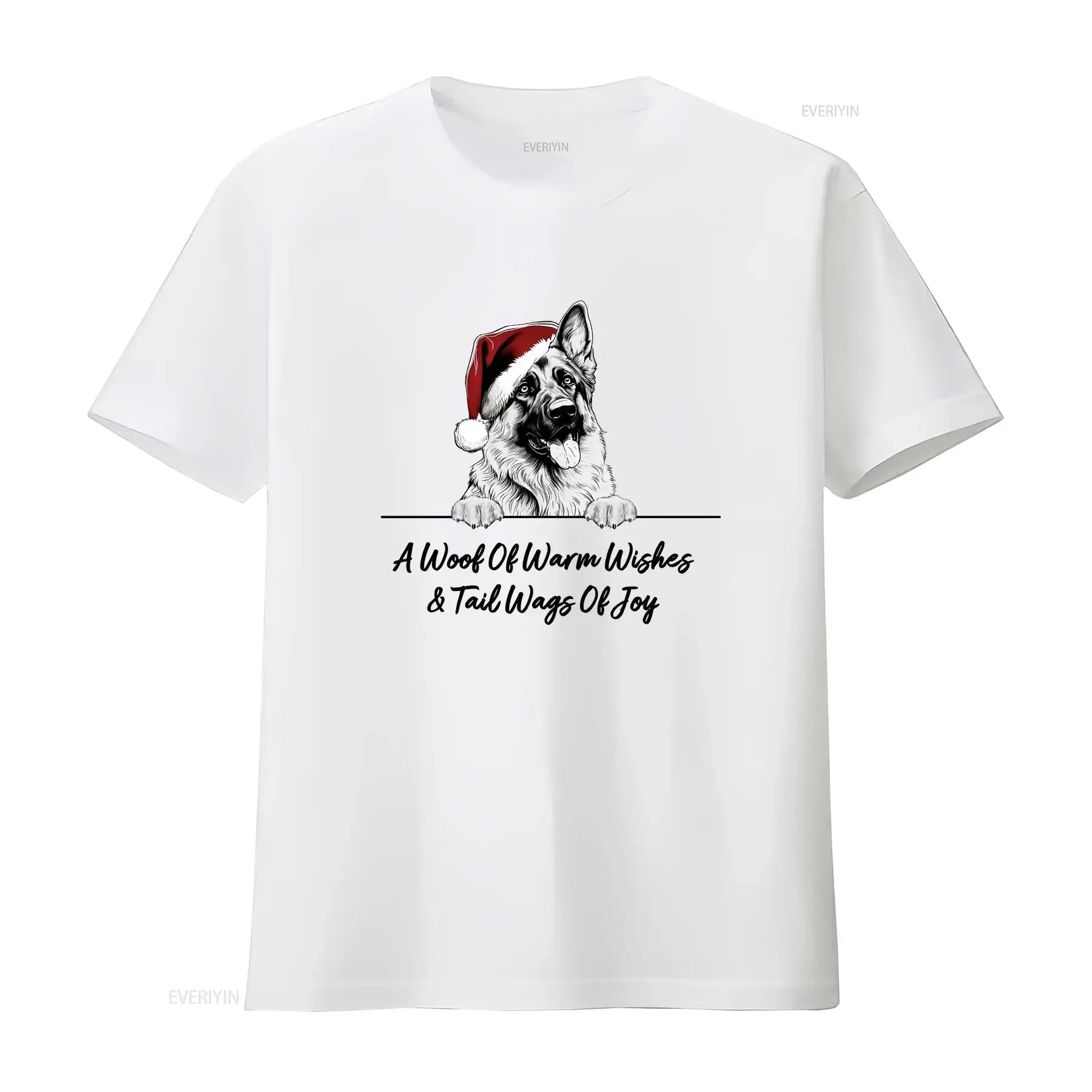 GERMAN SHEPHERD ALSATIAN Christmas Dog T Shirt Adults Kids Woof Wishes Tail Wags vintage Washed graphic Unisex Slightly fashion