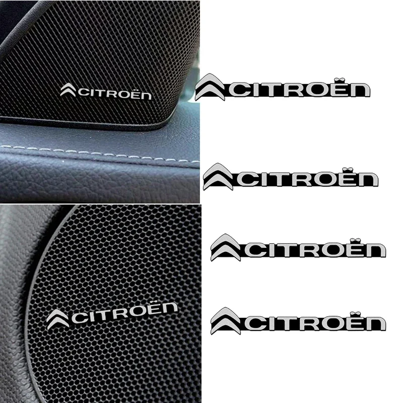 4pcs Car Stereo Sticker for Citroen Logo C2 C5 C3 C4 C1 Berlingo Jumper Grand Picasso C4L Saxo Xsara DS3 Auto Decal Decoration