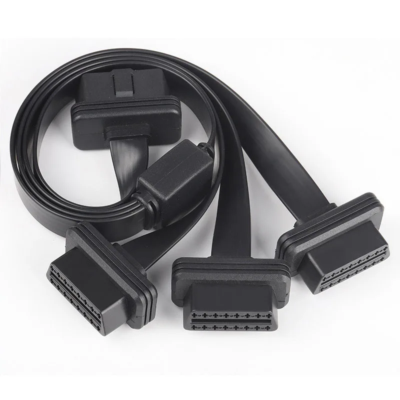 8pin 16Pin OBD 3 IN 1 Splitter Cable Wire Extension Cords Male to Triple Female Connector with Switch For Multiple OBD2 Cable