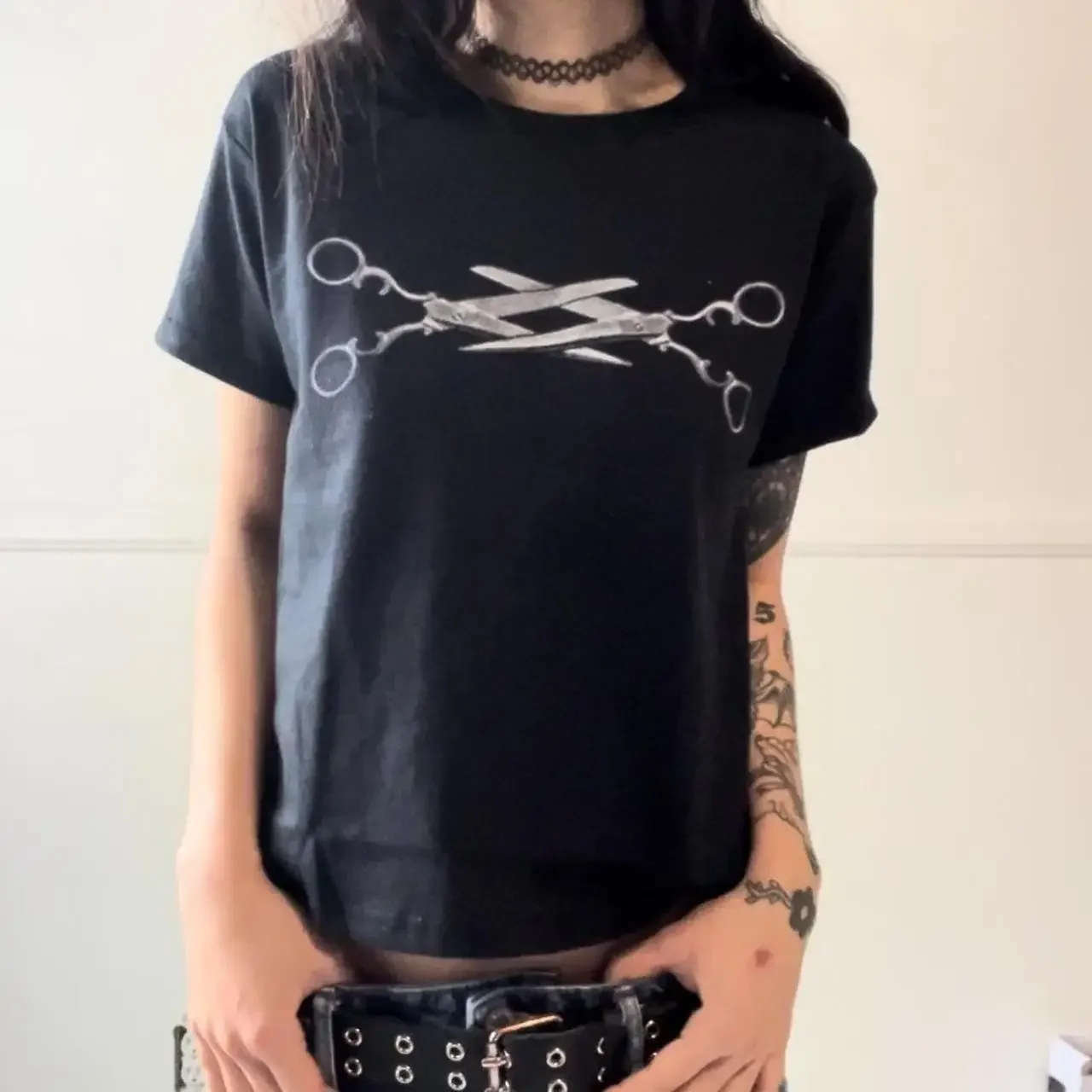 Street American Ins Punk Brother Characteristic Popular Women's Top Summer 90s Rock Punk Print Slim Fit Retro T-shirt Tops