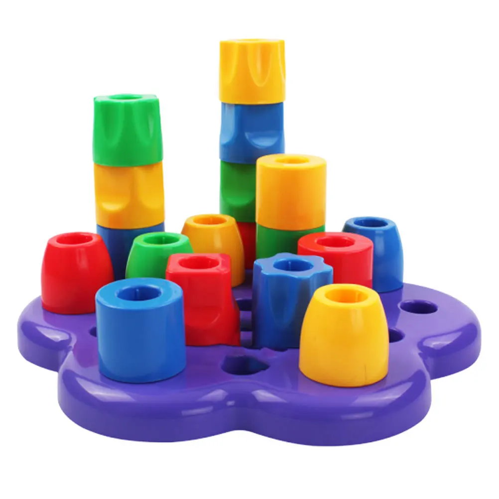 1pc Rainbow Stacking Shape Recognizing Blocks Colorful Geometry Learning Early Development Educational Game Baby Gift