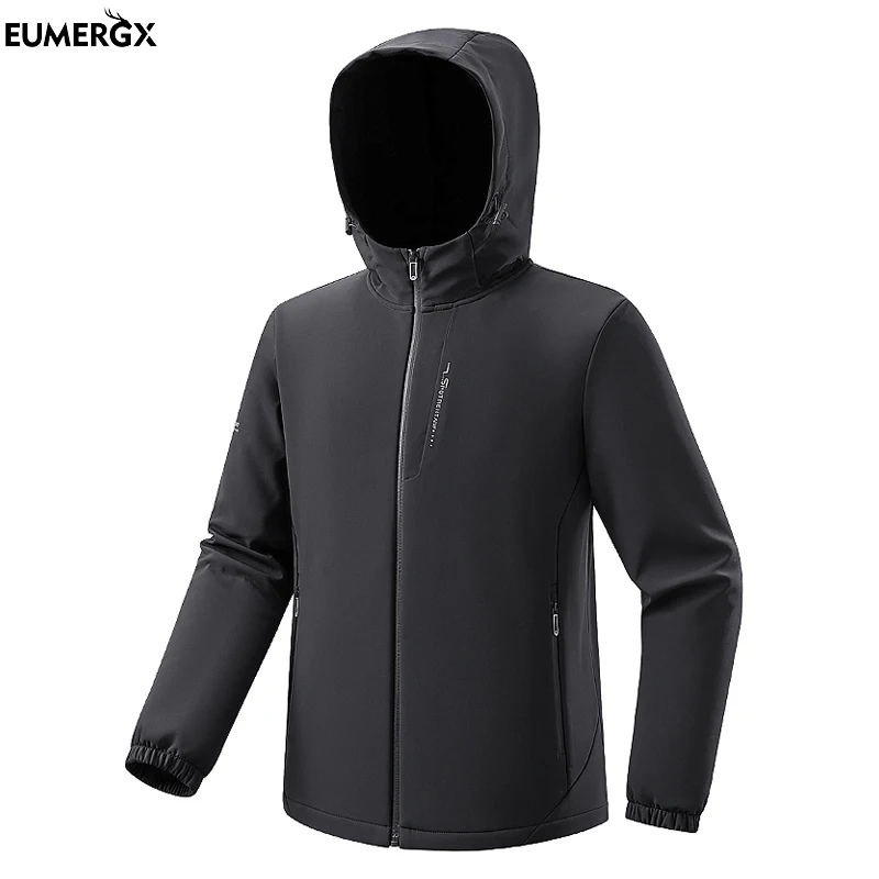 

EUMERGX Fleece Soft shell Jackets Men Waterproof Windproof Warm Windbreaker Outdoor Hiking Camping Climbing Skiing Rain coat