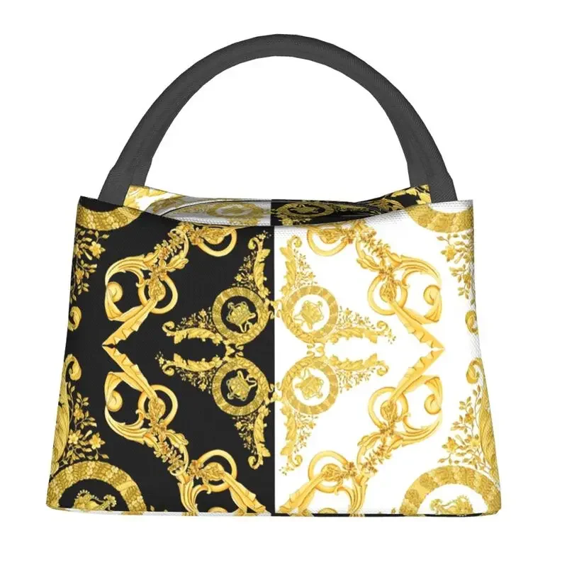 Baroque Greek Ornament GoldenMeander Meandros VINTAGE Insulated Lunch Bags for Women Waterproof Cooler Thermal Lunch Box