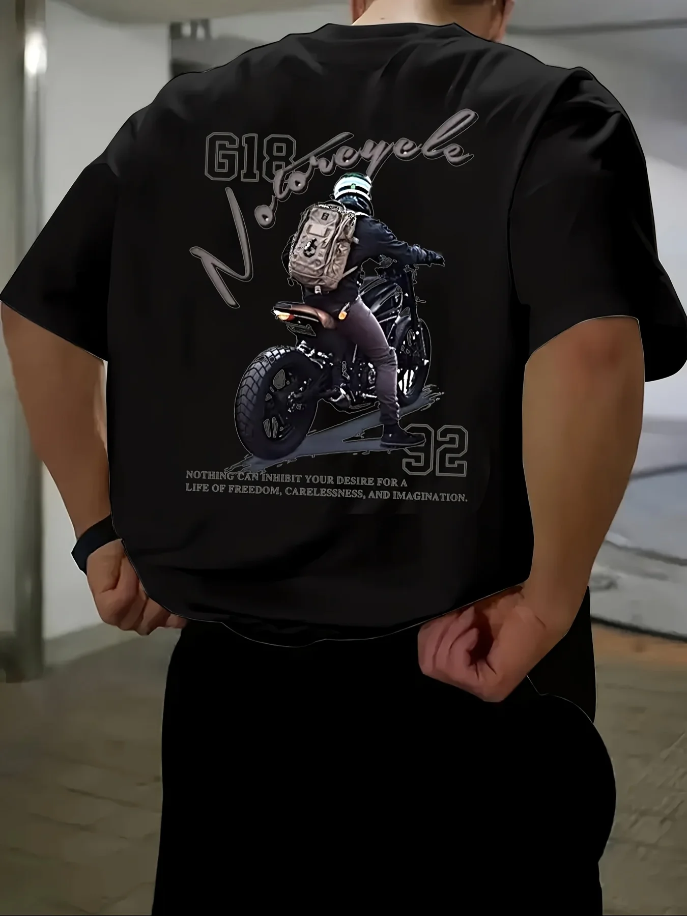 Herren Motorrad Grafik T-Shirt 100% Baumwolle Vintage Rider Racing Print Cafe Racer Biker Streetwear Übergroßes Sommer-Tee-Shirt – Detail 3
