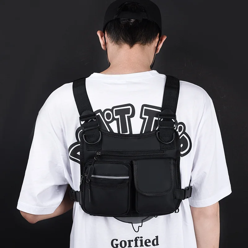 2023 ropa informal estilo Hip Hop bolsa de aparejo de pecho con colgante Oxford de alta calidad chaleco deportivo Unisex bolsas de pecho multifunción riñoneras