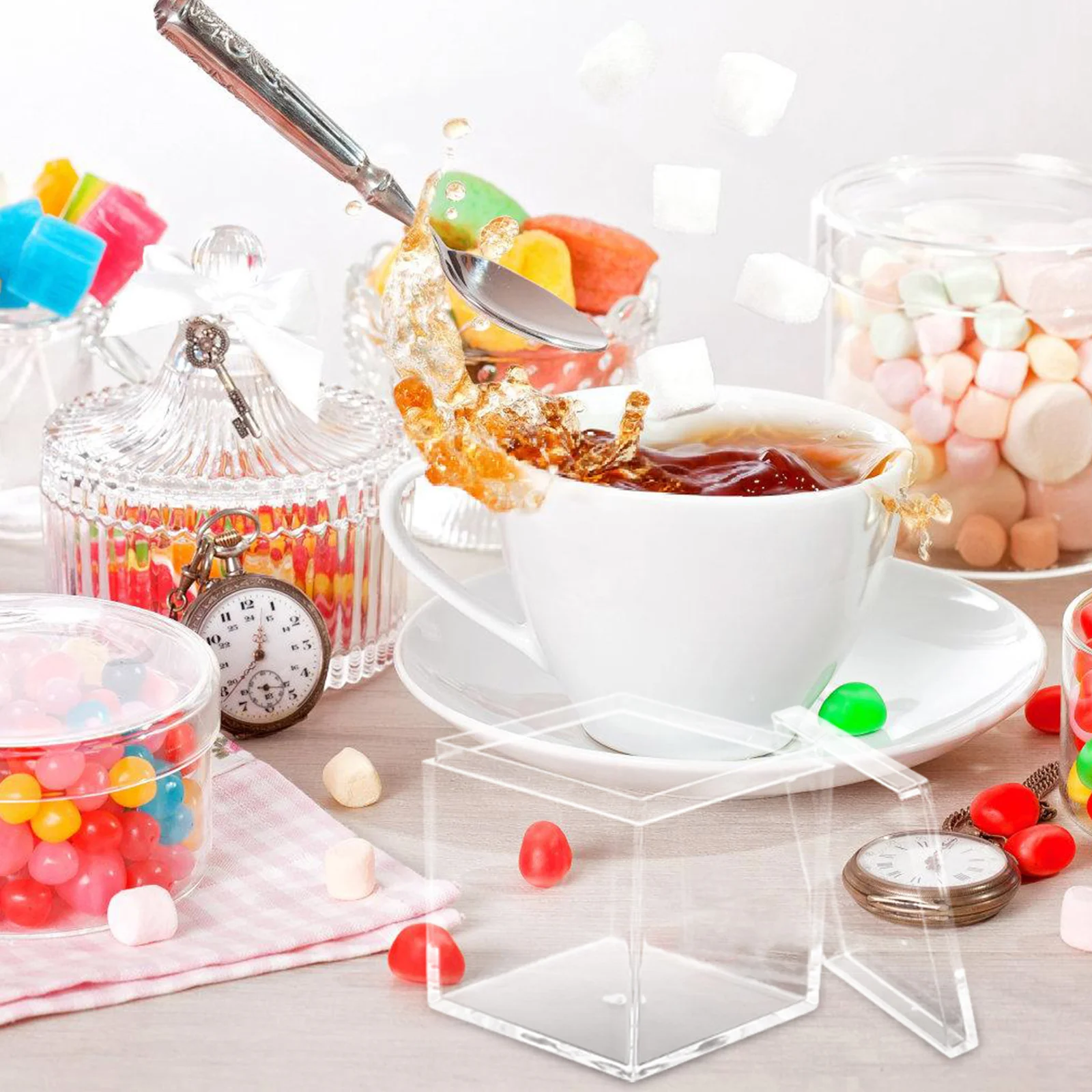 

9pcs Transparent Square Packaging Boxes Clear Reusable Small Storage Cubes For Candy Chocolate Jewelry Gift Favors Craft Bead