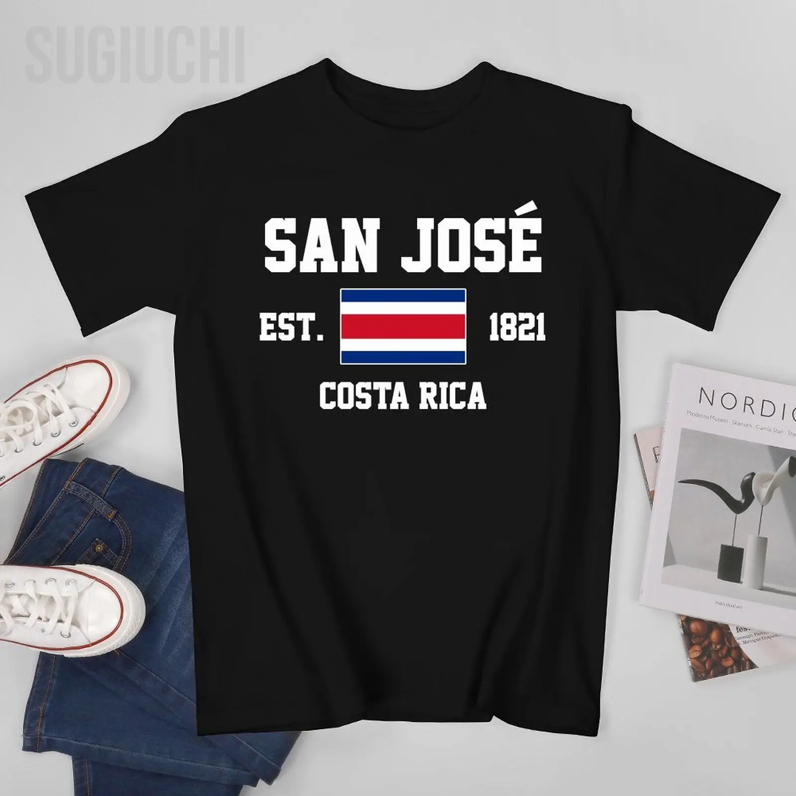 Bandera patriótica Costa Rica EST.1821 San José hombres camiseta camisetas cuello redondo camisetas