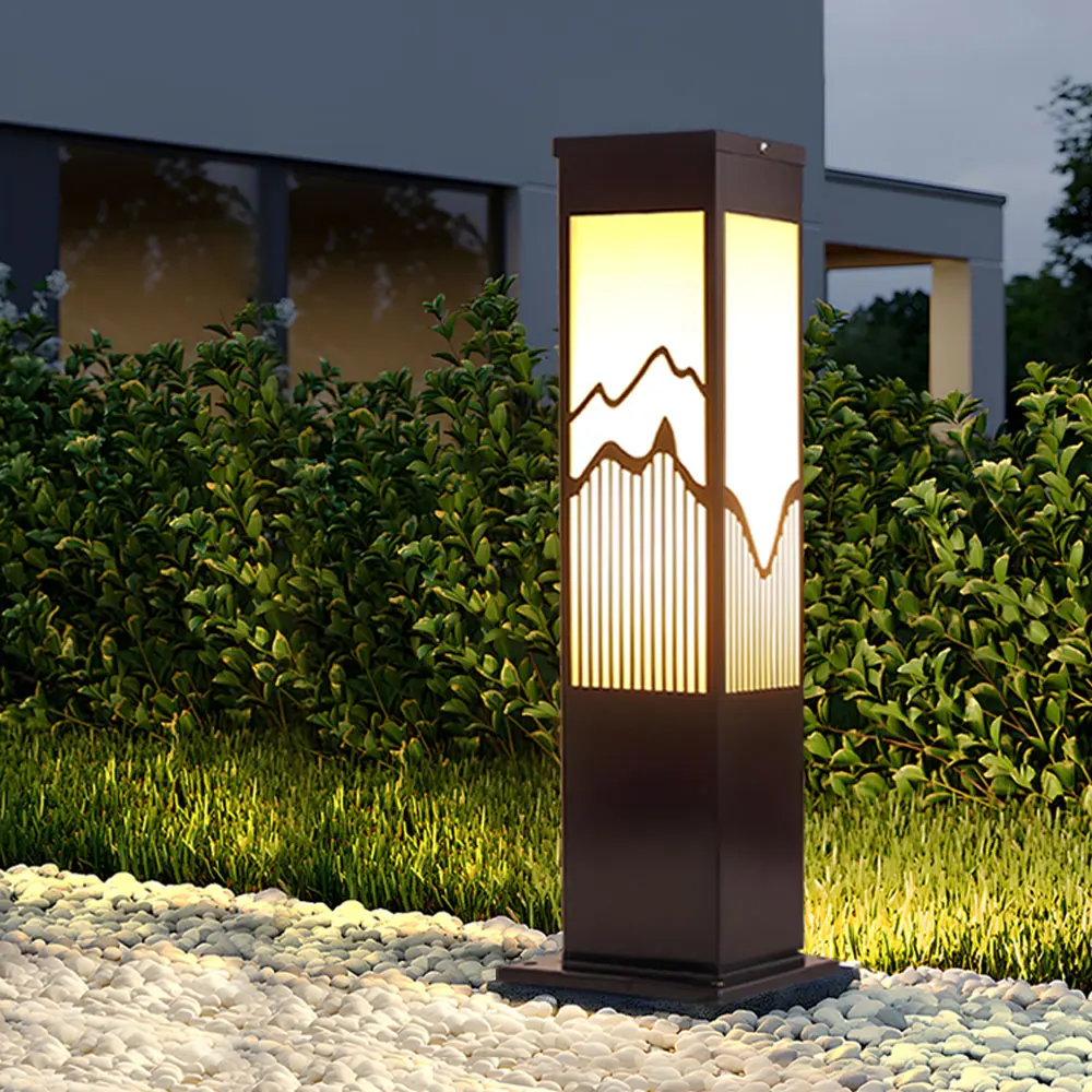 Waterproof LED Solar Garden Light For Courtyard Park Lawn & Road Square Column Design IP65 Rating Outdoor Lighting