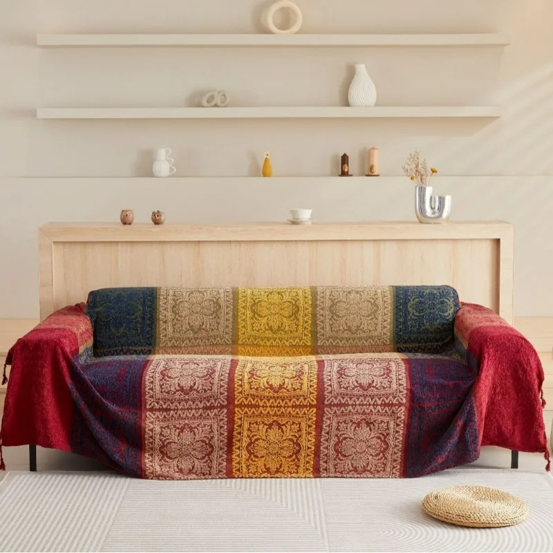 

Льняное покрывало для дивана в скандинавском стиле с кисточками, нескользящее покрывало для дивана, всесезонное универсальное покрывало для гостиной и дивана