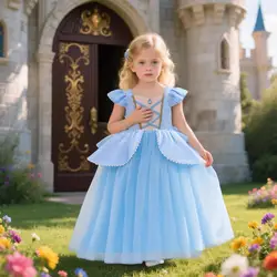 Disney Girl Cenerentola Cosplay Dress Up Vestiti per ragazze Halloween Carnevale Festa Costume da principessa Compleanno per bambini Abito da sposa