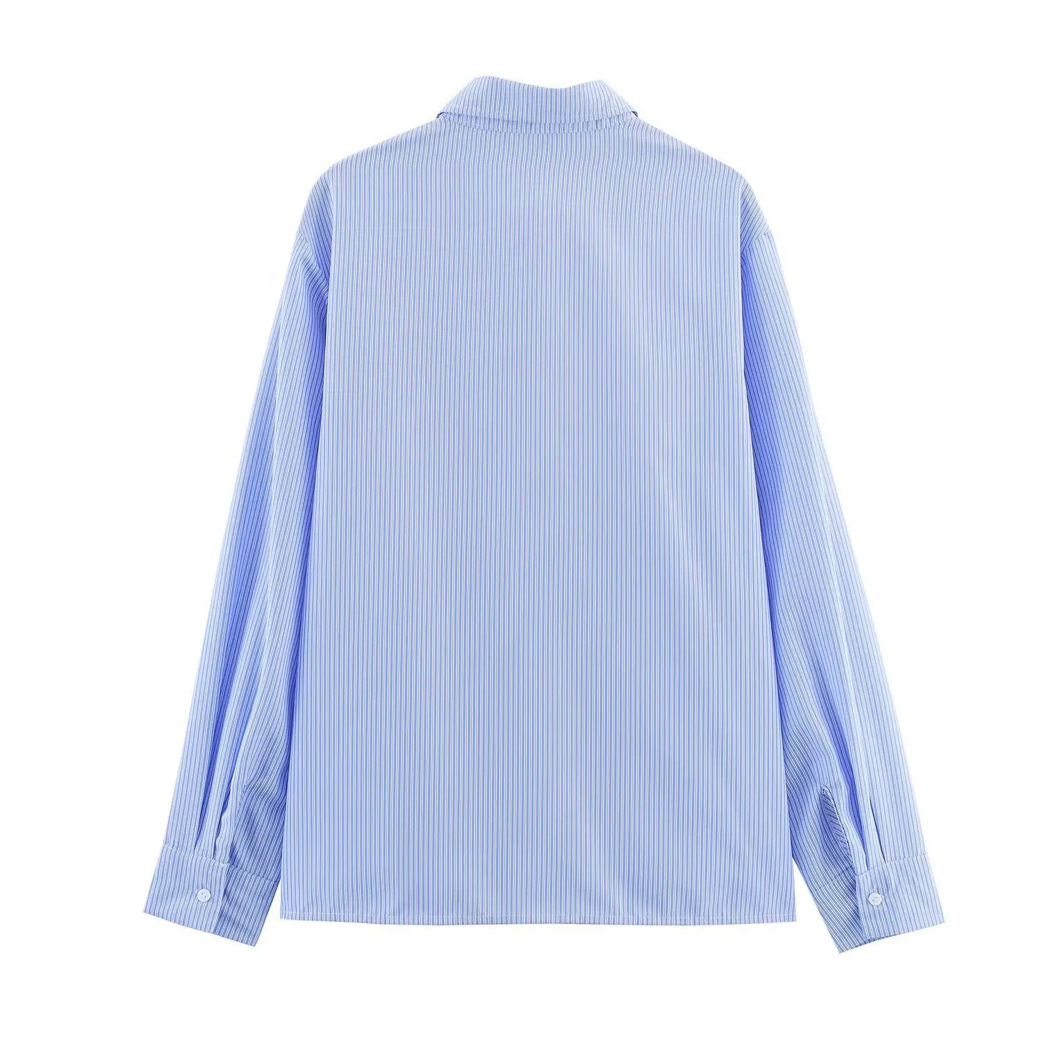 Vintage Style Woman Blouses Featuring Asymmetrical Striped Pattern Press Pleated Waist Elegant Clothing Long Sleeve Work Shirt