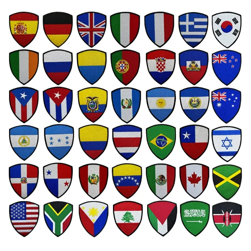 Flags of Various Countries Around The World Hook and Loop Patch South Korea Japan Russia Ukraine Patches for DIY Clothes Hat