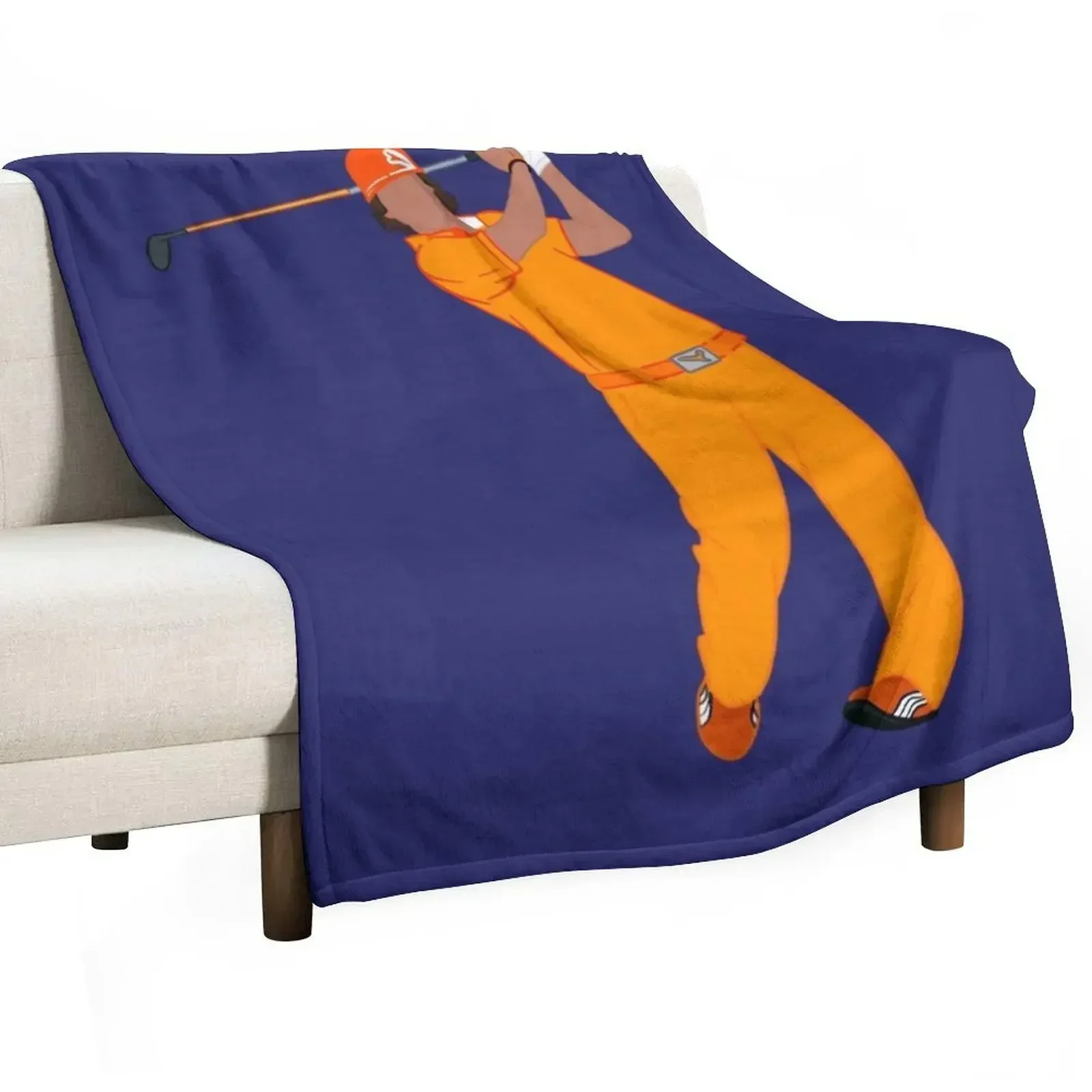 Rickie Fowler Signature Orange Throw Blanket Winter beds Beach Blankets