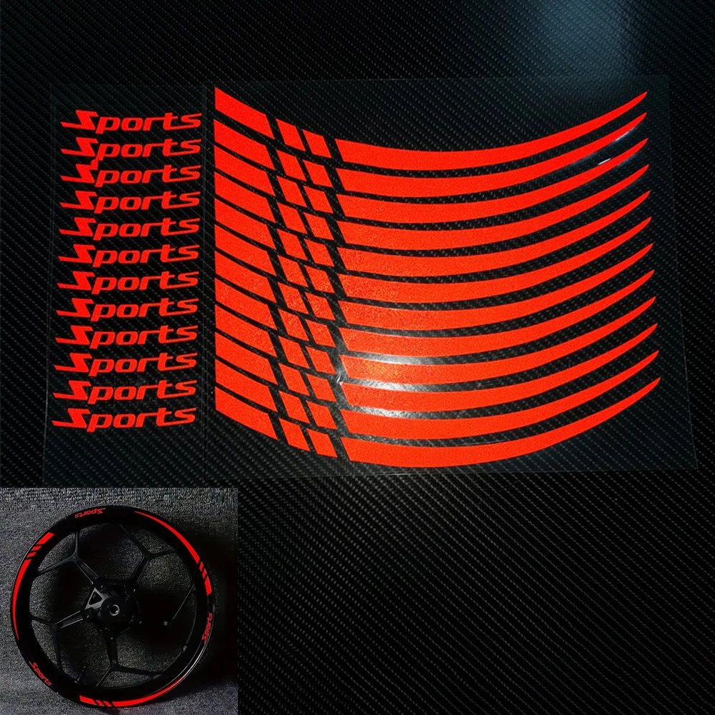 12 Pieces Motorcycle Sticker Bicycle- Wheel Rim Stripe 18-21in Wheel Decal Tape Sticker Motorcycle Car Tire Decals Trim Strips