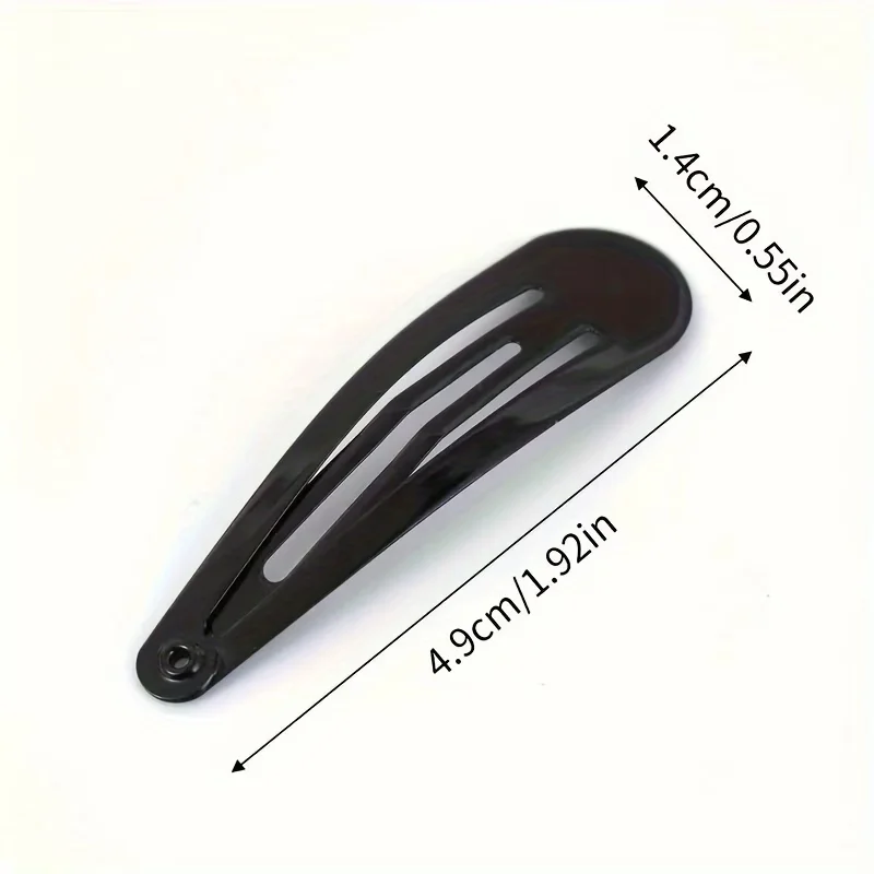 10 Pcs Stylish Black Teardrop Non‑Slip Metal Snap Hair Clips, Secure Grip Durable Barrettes for Hairstyling, Versatile Hair