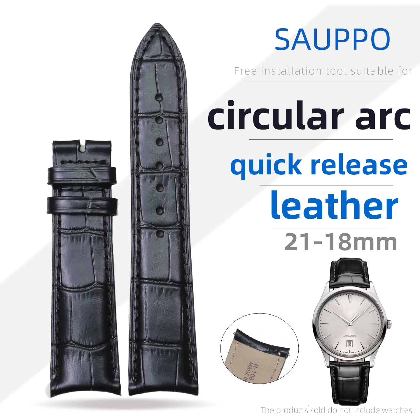 

Ремешок SAUPPO для часов Jaeger-LeCoultre Master Control, из натуральной телячьей кожи высшего качества, с изогнутым концом, мужской кожаный ремень