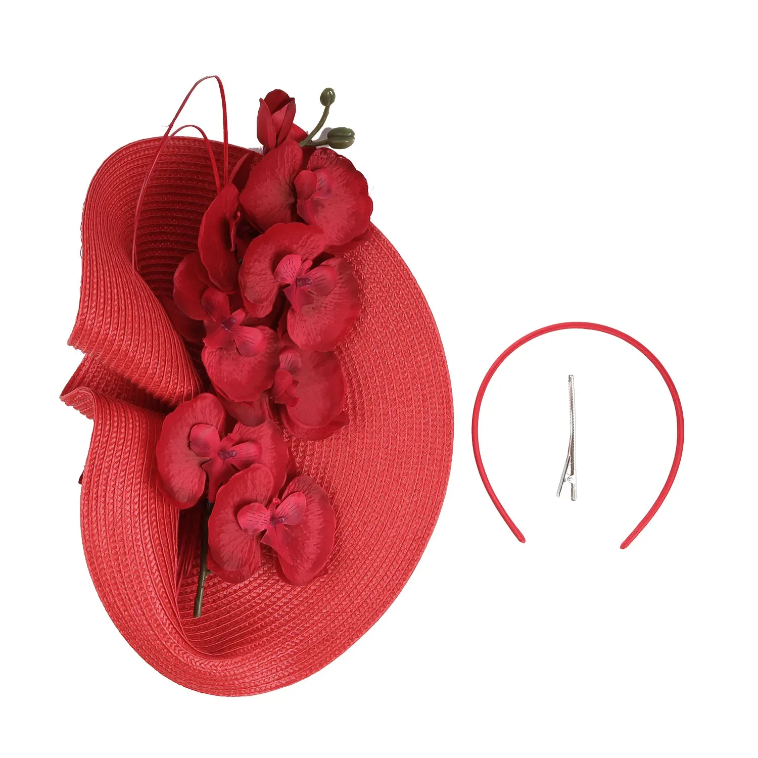 Deluxe Feather Flower Wedding Hat High Quality Straw Kentucky Derby Hats Deluxe Premium Bride Fascinators for Women Ladies