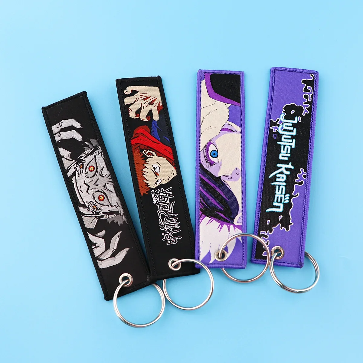 Anime Jujutsu Kaisen Embroidery Key Fobs Japanese Manga Satoru Gojo Key Tag Key Chain  Accessories Backpack Lanyards Jewelry